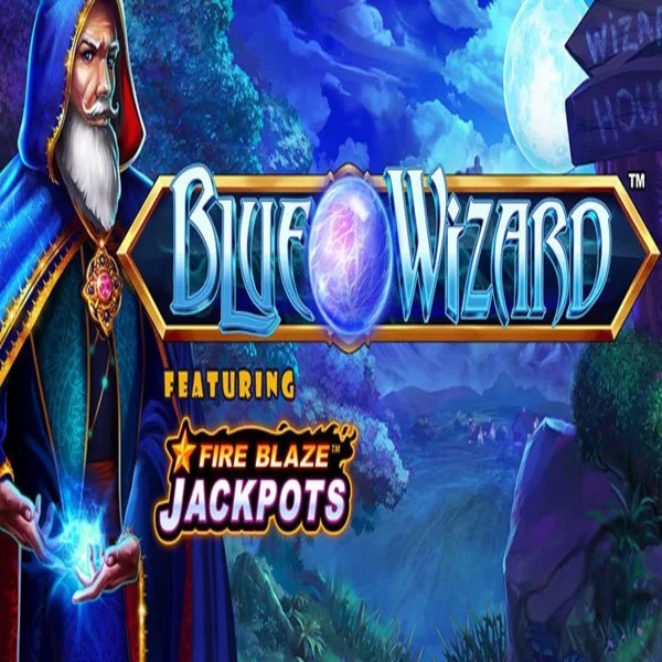 Blue Wizard Fire Blaze Jackpots casino game by Rarestone Gaming – featured logo at Happyjokers Casino